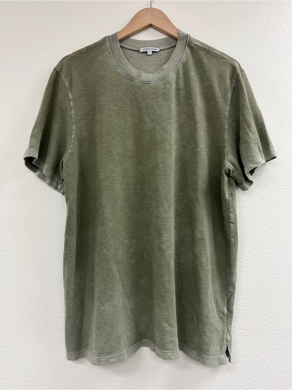 $90 Cotton Citizen Men's Presley Washed Crew Neck T-Shirt in Green Sz Large L